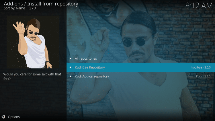 click kodi bae repository